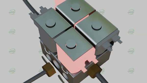 How an Airsep Four-way Feed/Waste valve works (3D animation)